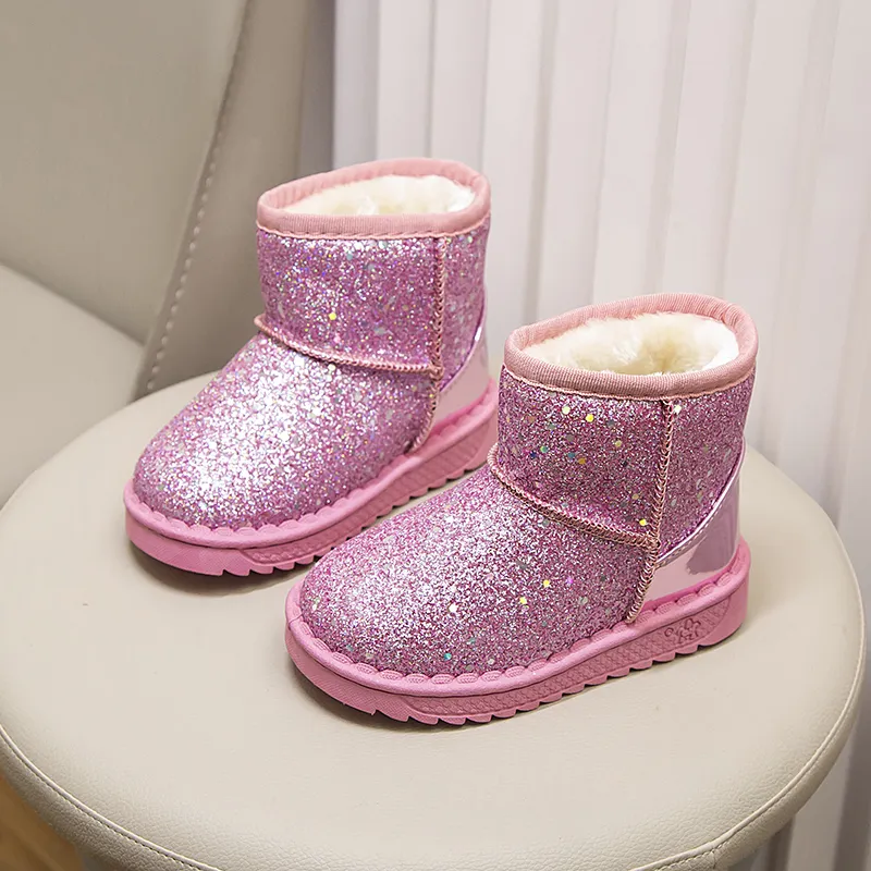 Warm Kids Snow For Children New Toddler Winter Princess Child Shoes Non-slip Flat Round Toe Boys Girls Baby Lovely Boots_voghion.com