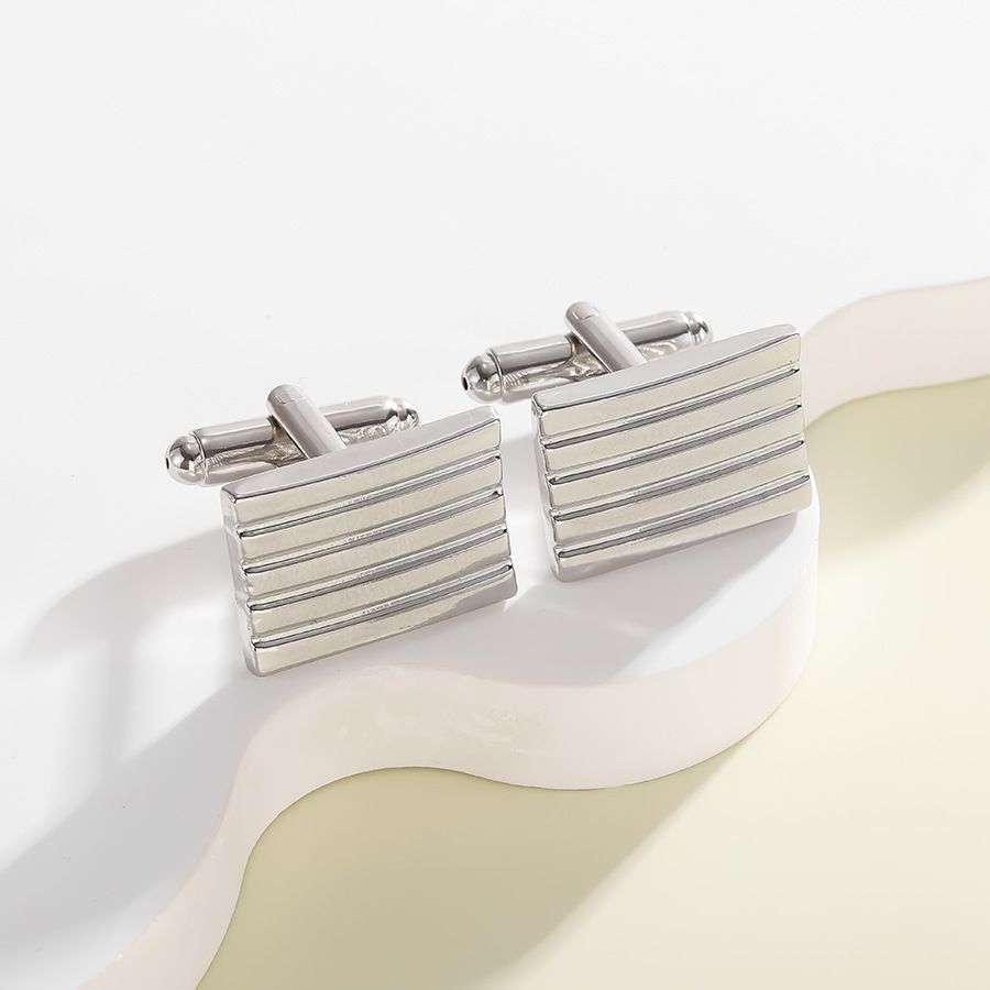 New round square paint cufflinks men French rectangular round striped plaid_voghion.com