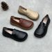 Handgefertigte Loafer aus echtem Leder für Damen 25 Frühling Sommer Literarische runde Zehenpartie Flache Slip-On-Damenschuhe aus Rindsleder_voghion.com
