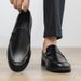 Voyage Voyage Men's Korean Version British Style Square Toe Height-Increasing Slip-On Casual Shoes Hair Stylist Loafers Thick-Soled_voghion.com