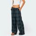 hot selling Xingqing Lounge Pants y2k Clothes Women Plaid Print Elastic Waist Loose Wide Leg Trousers with Pockets 2000s Clothing_voghion.com