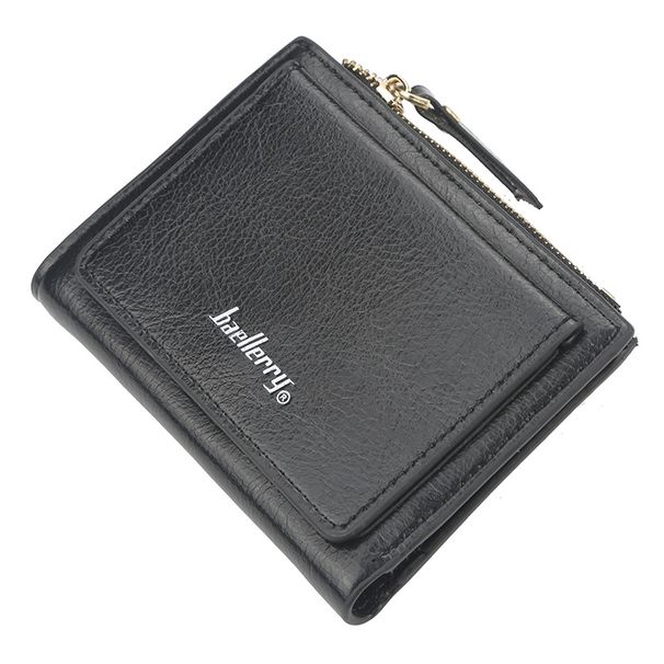 New ladies short zipper wallet two-fold buckle zipper wallet style patent leather cute small coin purse_voghion.com