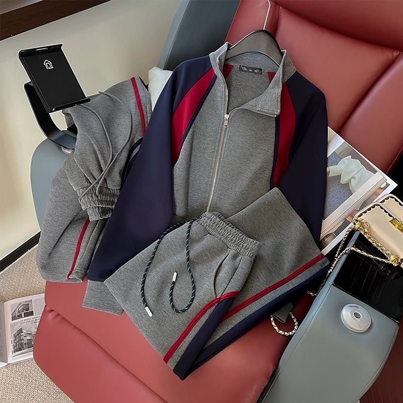 Design sportdräkter för ny dragkedja Söt och cool varm lös slimmad tröja Tvådelad kostym för kvinnor_voghion.com