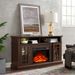Classic TV Media Stand Modern Entertainment Console With 23' Fireplace Insert For TV Up To 65' With Open And Closed Storage Space, Espresso, 58.25'W_voghion.com