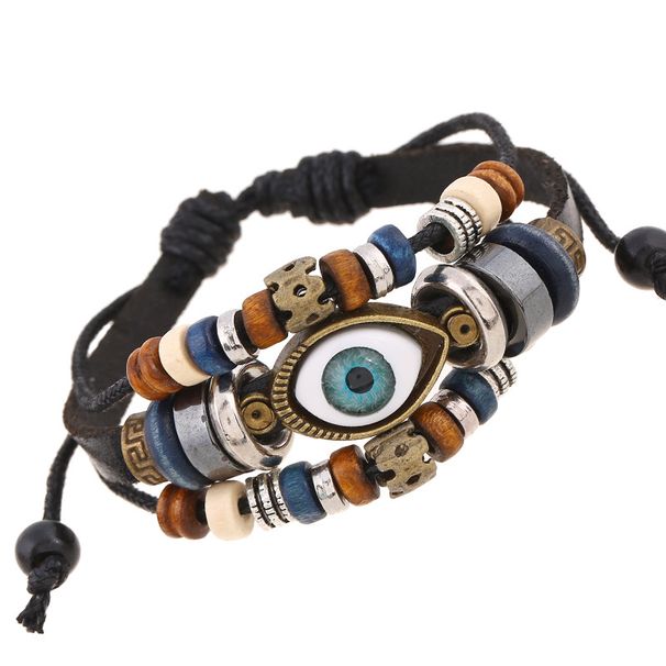 Beliebte Schmuck Neue Perlen Auge Rindsleder Armband Pull Einstellung Paar Leder Armband_voghion.com