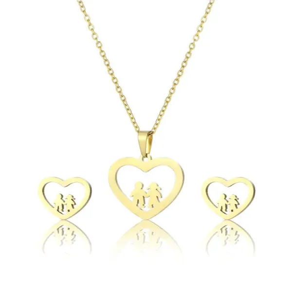 Collane con ciondolo piccolo in acciaio inossidabile famiglia amore cuore ragazzo ragazza bambino collana a catena set donne madre matrimonio_voghion.com