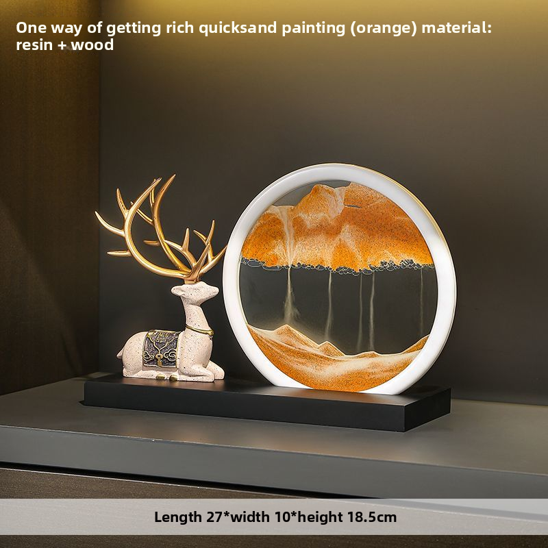 Living Room Entrance Crystal Lucky Deer Flowing Sand Art Ornament TV Wine Cabinet High-End Creative Stress Relief_voghion.com