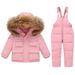 Premium Kids Down Jacket Set - Warm Winter Coat & Pants For Boys & Girls 1-6 Years, Soft Hooded Outerwear With Openable Crotch (Black/Red/Pink/Beige)_voghion.com