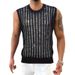 Black Thin Sweater For Men, Round Neck Sleeveless Hollow Knit Vest, Summer Sexy Men's Fashion_voghion.com