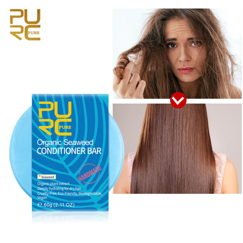 Shampoo in barra al balsamo alle alghe PURC, sapone vegano fatto a mano, shampoo riparatore per capelli crespi, cura dei capelli_voghion.com