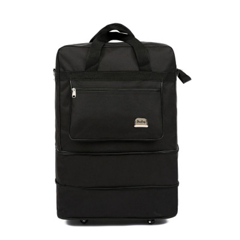 Borsa pieghevole a doppio scopo di grande capacità con ruote silenziose Borsa da viaggio in tessuto Oxford con tirante posteriore Spedizione aerea_voghion.com