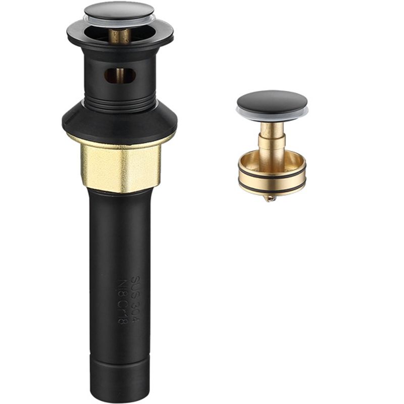 Pop-Up Drain Stainless Steel With Overflow Anti-Clogging for Vessel Sink Lavatory Vanity Sink Drain with Strainer Basket, Matte Black_voghion.com