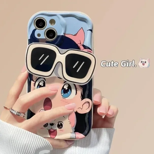 Voor Samsung Galaxy S21 Ultra S20 FE S22 S23 Plus A05S A15 A04E A14 A34 A54 Zonnebril Meisje Grip Tok Houder Wave TPU_voghion.com