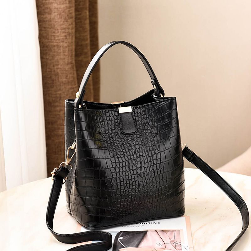 Damen Neue Krokodil Muster Eimer Mode Single Schulter Umhängetasche Handtasche_voghion.com
