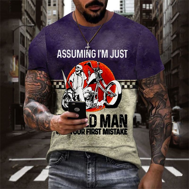 2023 sommer kurzarm passenden 3D vintage farbschema gedruckt männer T-shirt business casual kleidung_voghion.com