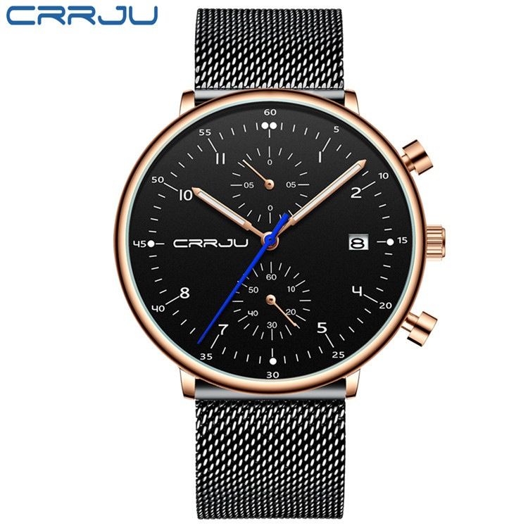 CRRJU Karjun 2278 New Men's Sports Watch Fashion Multi Functional Six Pin Mesh Strap Business Watch_voghion.com