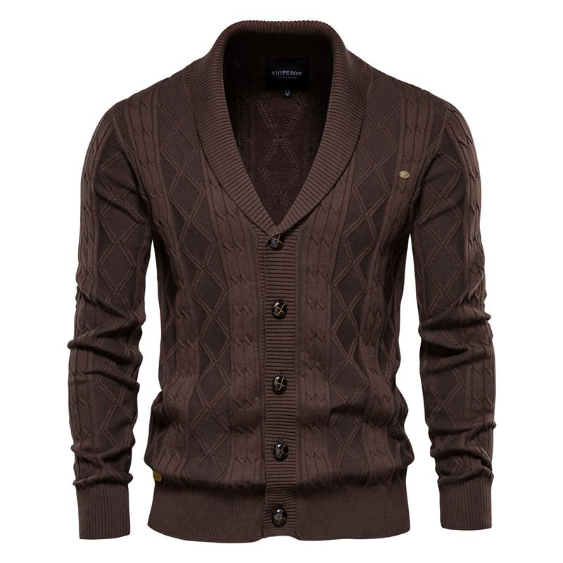 Vêtements pour hommes Cardigan Pull à manches longues et col en V pour hommes Pull épais pour hommes Hipster Cardigan tricoté pour hommes Manteau_voghion.com