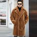 Men's Winter Shearling Leather Coat Long Alpaca Wool Fur Trench Jacket Casual Loose Fit Double Breasted Notch Lapel_voghion.com