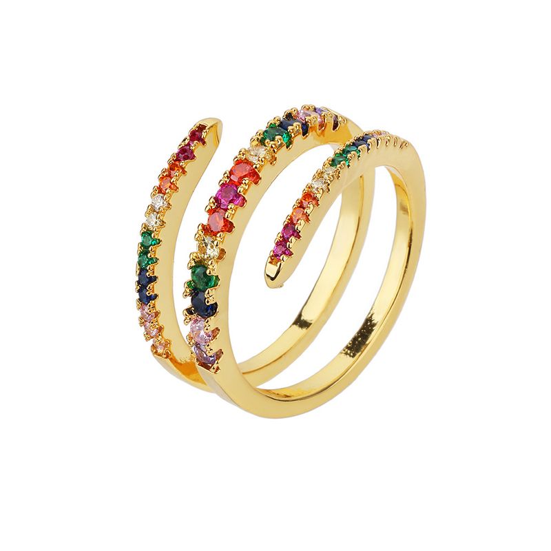 Colorful Full Diamond Index Finger Ring Female Niche Light Luxury Ins Trend Temperament Exquisite Single Row Diamond Plated K Gold Ring_voghion.com