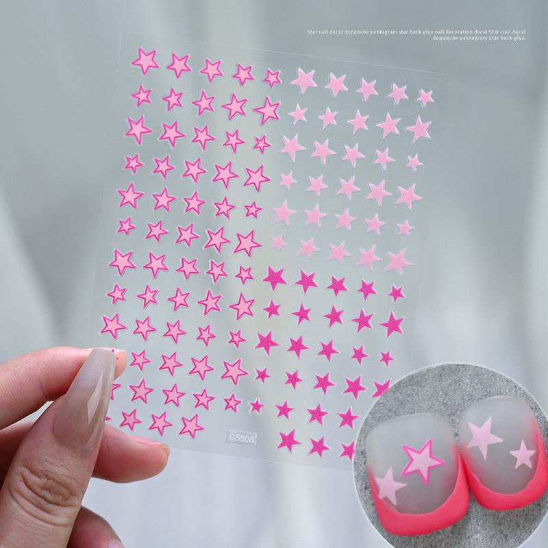 4-in-1 Star Nail Stickers Set - Pink & Blue Stars, Hearts & Fairy Decorations For Nail Art_voghion.com