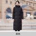Women's Mid-Length Down Jacket Jewelry Store Professional Wear Hotel Front Desk Sales Department Black Cotton Coat_voghion.com