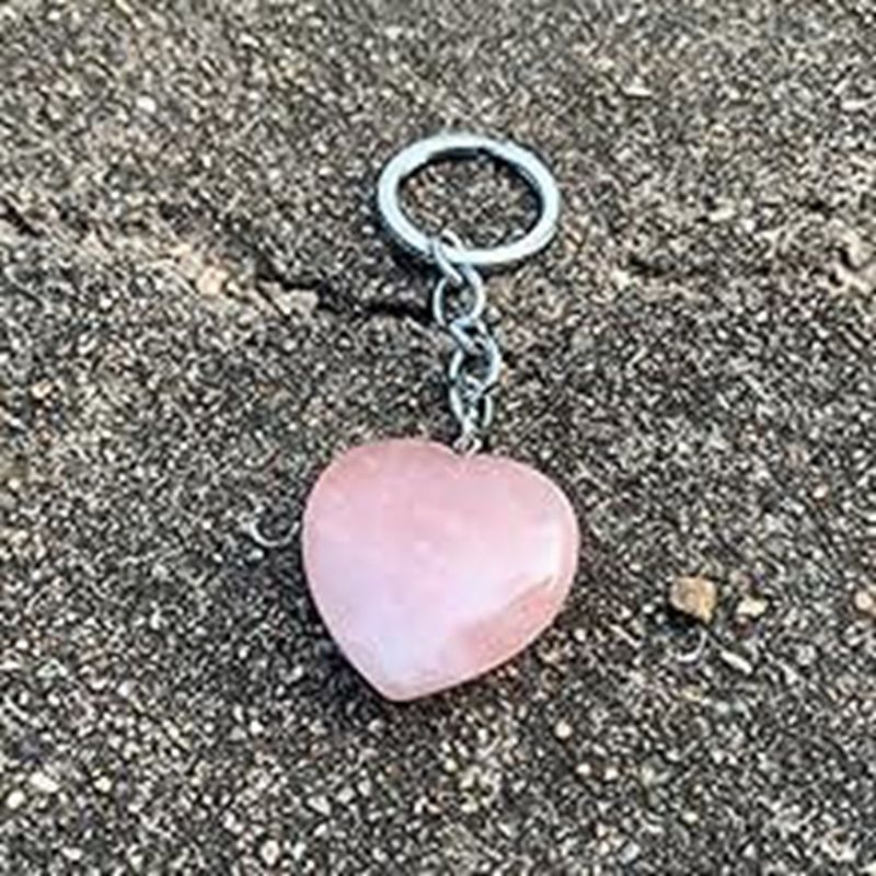 Porte-clés en pierre brute de cristal naturel, pendentif décoratif fait à la main en pierre précieuse polie_voghion.com