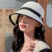 Sommer Gestrickte Hohl Atmungsaktive Fischer Weibliche Brief Vielseitig Casual Sonnenschutz und Sonnenschutz Dünne Eimer Hut_voghion.com