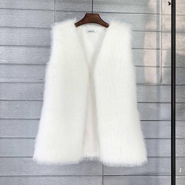 K Faux Fur Vest For Women; Soft And Warm; Long Coat; Fluffy Coat; Coat With A Hood; Coat With A Belt_voghion.com