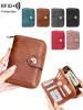 Vintage Womens RFID Blocking MultiFunction Short Fashion Large Capacity Zipper Coin Wallet Simple ID Credit Card Holder_voghion.com