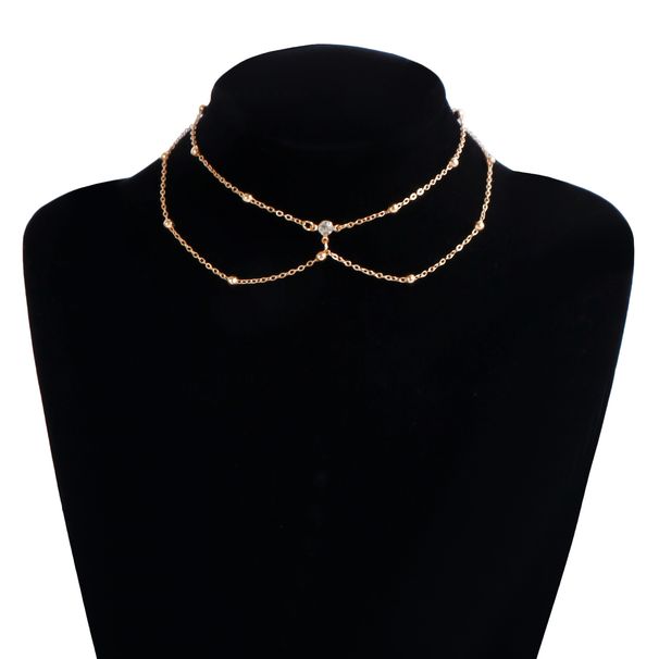 Sexy Exaggerated Beach Casual Body Jewelry Rhinestone Pendant Tassel Necklace Chest Chain_voghion.com