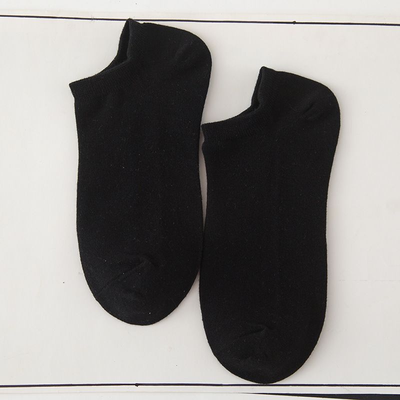 2025d Men's Short Summer Thin Cotton Antibacterial Deodorant Sweat-Absorbing Breathable Sports Black Low-Cut Boat Socks_voghion.com