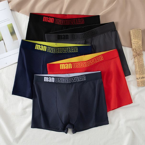 Overseas Platform Special Code Herren-Unterwäsche mit mehrfarbiger Kombination, Buchstaben-Boxershorts, lässige Sport-Basisschicht_voghion.com
