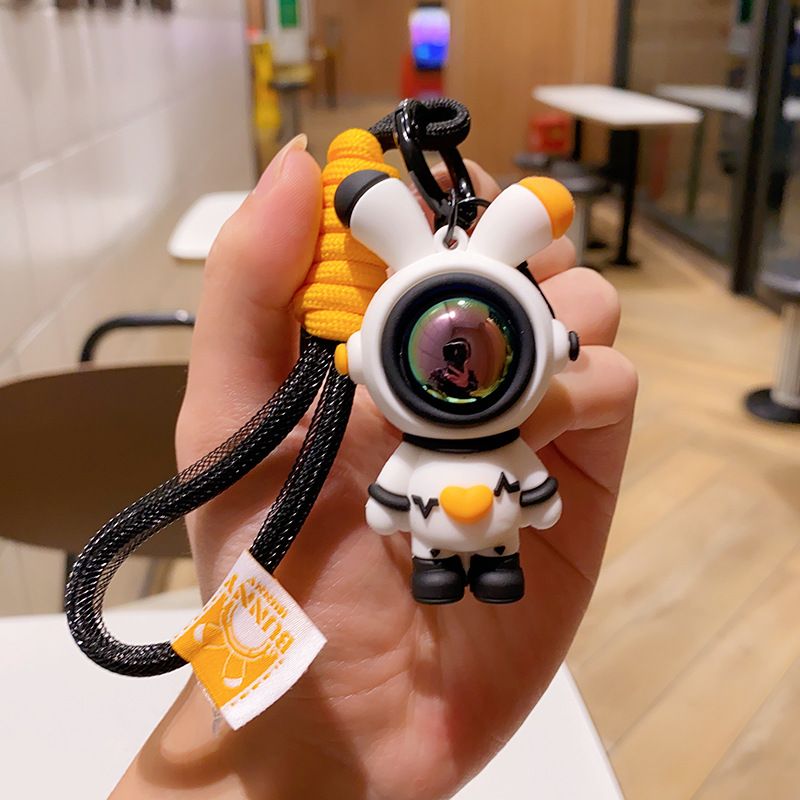 Portachiavi a forma di coniglietto con fulmine a forma di cuore, creativo, con statuetta di astronauta, per zaino da studente, ciondolo, ornamento, chiave squisita_voghion.com
