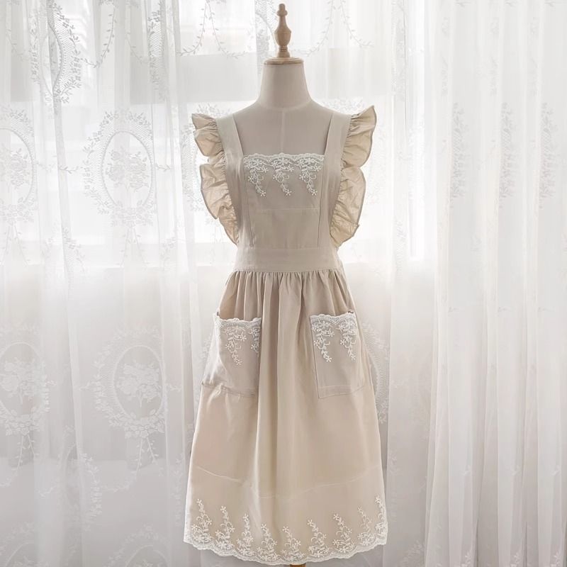 Lace Apron Flower Shop Princess Stylish Cooking Anti-Stain Fashionable Korean Version Home Nail Art_voghion.com