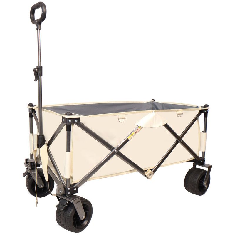 Folding Wagon, Heavy Duty Utility Beach Wagon Cart For Sand With Big Wheels, Adjustable Handle&amp;Drink Holders For Shopping, Camping,Garden And Ou_voghion.com