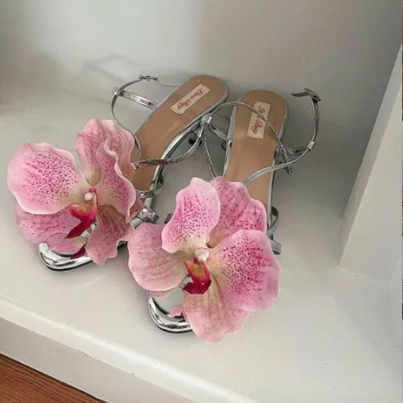 Estilo boêmio de férias borboleta orquídea sapato fivela temperamento doce sapato flor viagem foto buraco sapatos sandálias acessórios para mulheres_voghion.com