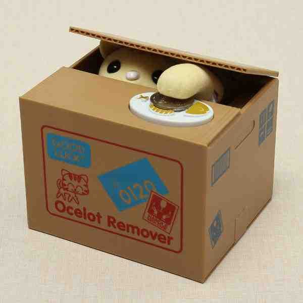 Cute Cat Automated Steal Stealing Money Saving Box Bank_voghion.com