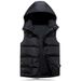 Men's Clothing Autumn And Winter Solid Color Short Style Couple Vest New Style Removable Hood Down Cotton Vest Thickened_voghion.com