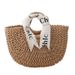 Handheld Paper Woven Women's Straw Vacation Handbag Round Bucket Bag_voghion.com