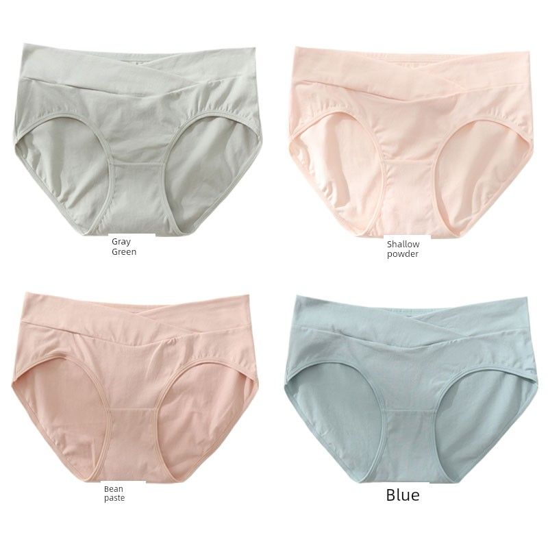Schwangere Unterhosen für Damen, niedrige Taille, gekreuzte Bauchstütze, reine Baumwolle, Hüfte, atmungsaktiv, nach der Geburt, bequem, Übergröße_voghion.com