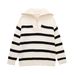 Color Block Striped Sweater Women's Pullover Knit Top With Half-Zip Design, Loose Fit Casual Long Sleeve Crewneck_voghion.com