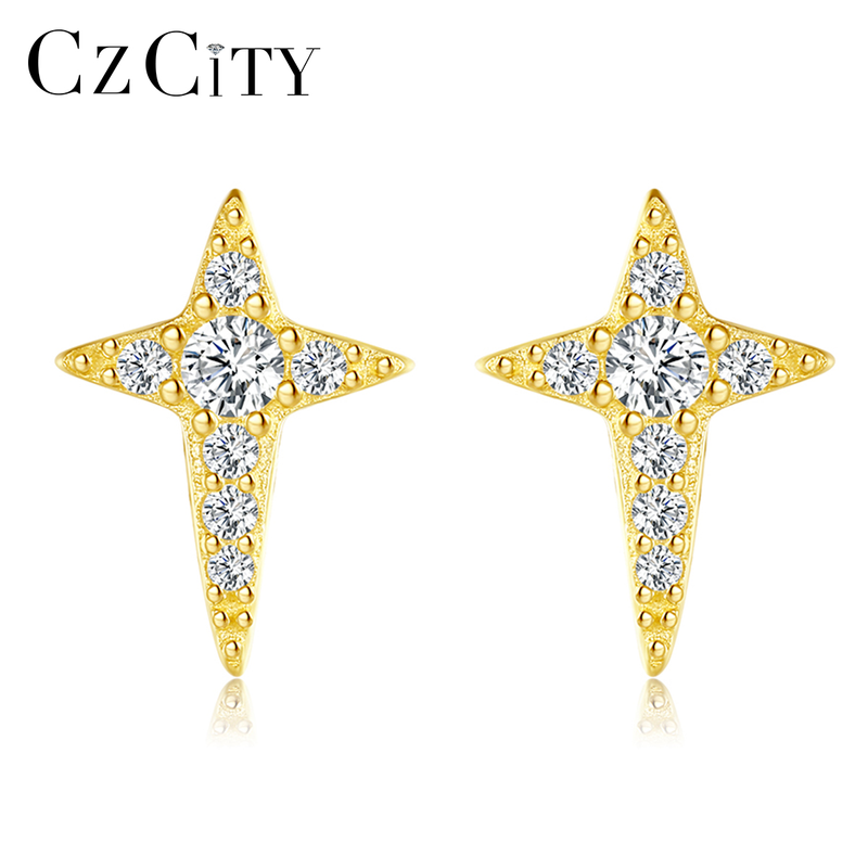 Orecchini in argento sterling color oro 14K con perno a croce, classici, a pressione, da sposa, quotidiani, carini e romantici_voghion.com