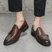 Men's Solid Color Platform Dress Leather Shoes Office Loafers_voghion.com