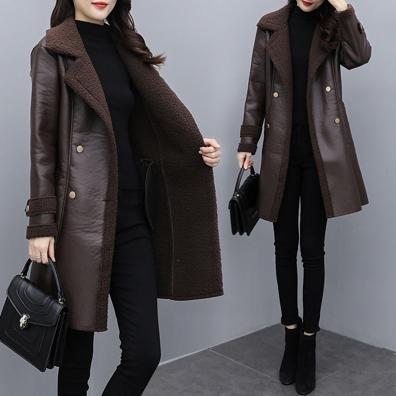Women's Clothing Women's Faux Fur Leather Jacket Winter Coat – Stylish Oversized Belted Casual Outerwear In Red, Brown, Black (Plus Size XL-5XL)​_voghion.com