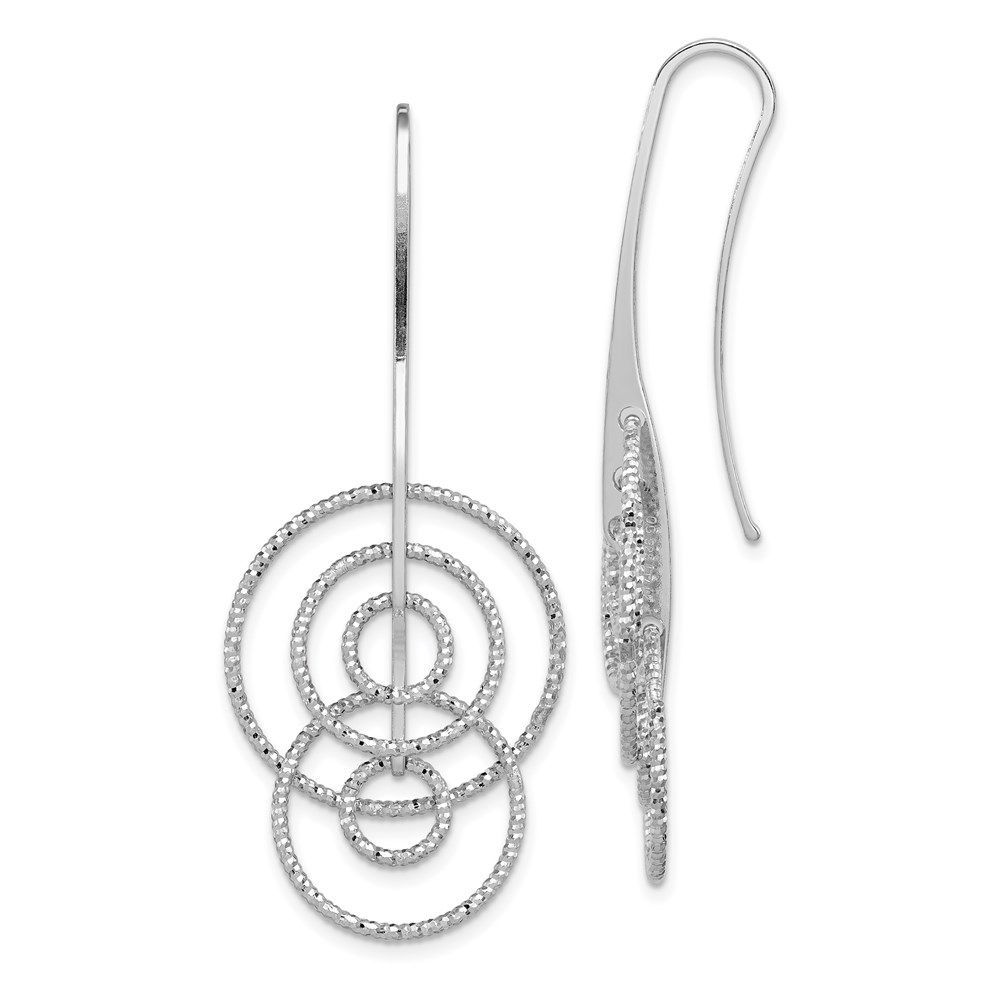 Sterling Silver Rhodium Plated D/C Circles Dangle Earrings_voghion.com