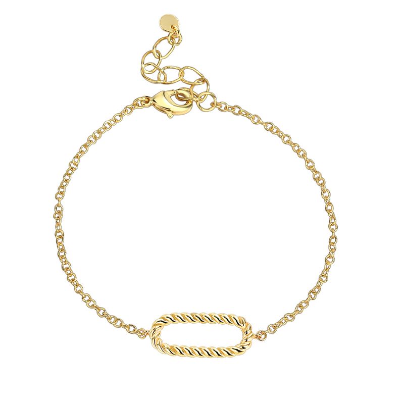 Bracciale ovale intrecciato placcato oro semplice da donna, anello intrecciato, braccialetto a forma di uovo cavo_voghion.com