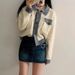 Korean style chic fashionable patchwork contrasting edge small fragrance mixed color cardigan 2024 spring and autumn_voghion.com