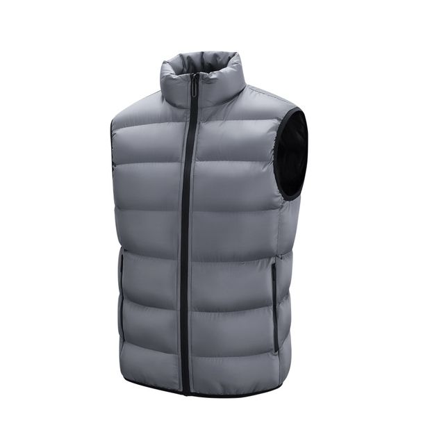 Men's Quilted Puffer Vest - Trendy Lightweight Winter Sleeveless Jacket With Stand Collar (Grey/Black/Army Green/Navy) - Oversized Fit For Layering_voghion.com