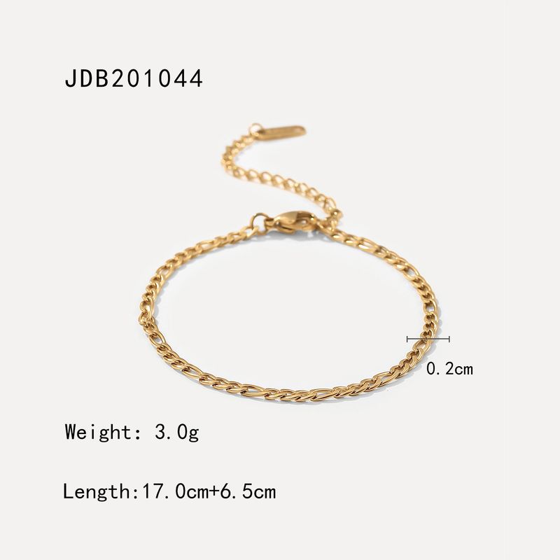 Bracciale a catena sottile impilata in acciaio inossidabile placcato oro, alla moda, Figaro, per donna_voghion.com