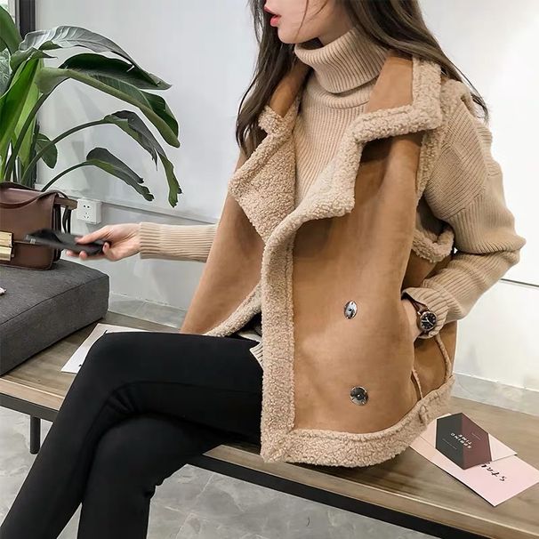 2024 Autumn/Winter New Camry Shoulder Lamb Wool Vest Women's Tank Top Coat Fat mm Large Loose Suede Velvet Clip_voghion.com